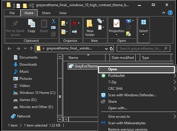 Open GreyEveTheme -Apply Grey Windows 10 Theme