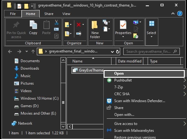 Open GreyEveTheme -Apply Grey Windows 10 Theme