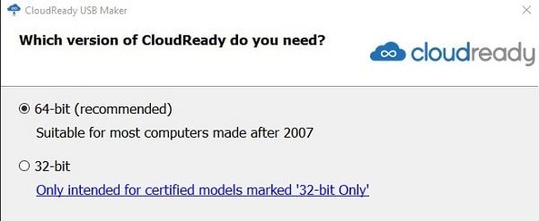 Select CloudReady Chromium OS Version