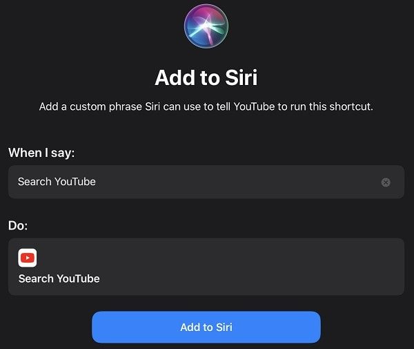 Add YouTube Shortcut to Siri