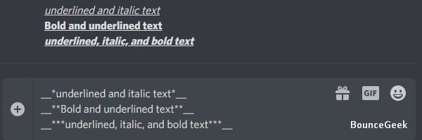 Combine Underline with Bold, Italic