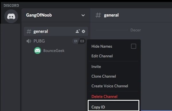 Copy Discord Voice Channel ID