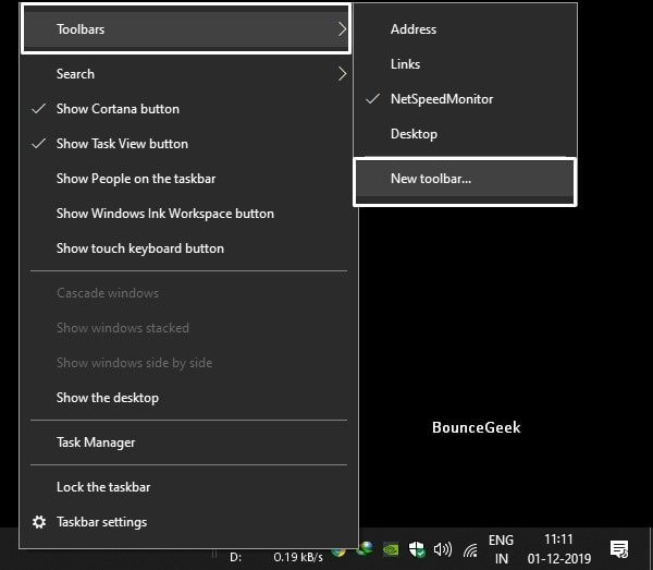 Create New Folder Shortcut Toolbar