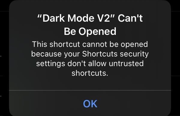 Shortcuts Can't be opened