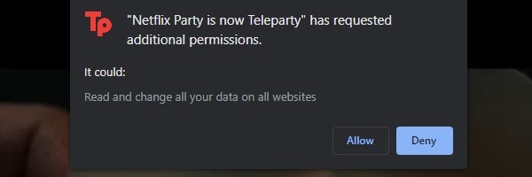 Additional Permission Teleparty