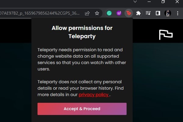 Allow Teleparty Permission