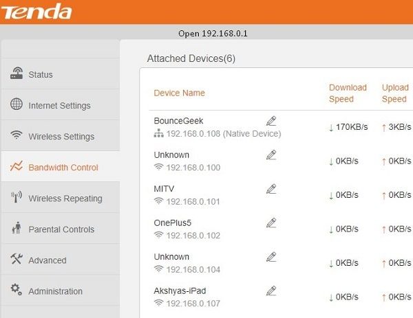 Bandwidth Control - Router