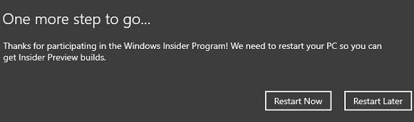 Restart PC to Get Latest Insider Build