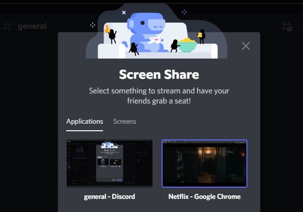 Select Netflix Window to Stream on Discord