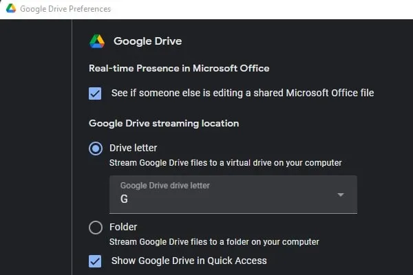 Add Google Drive to File Explore Quick Access Menu