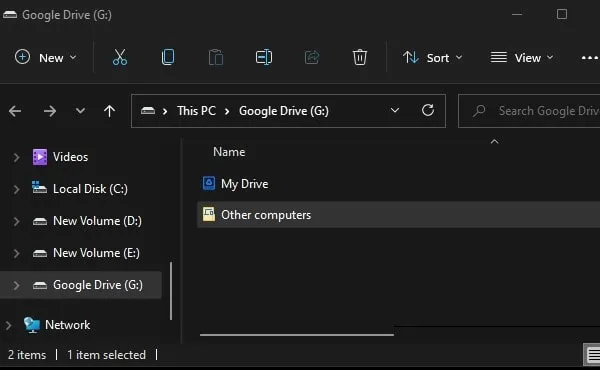 Google Drive added to File Explorer