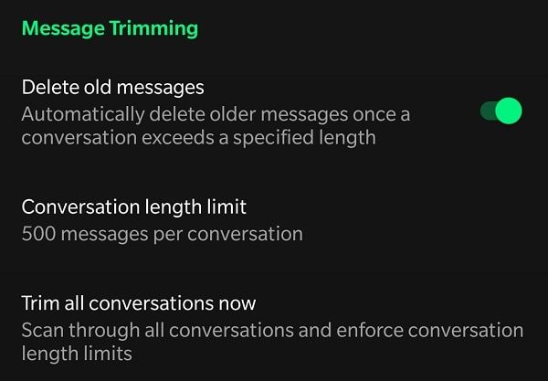 Message Trimming - Conversation length limit