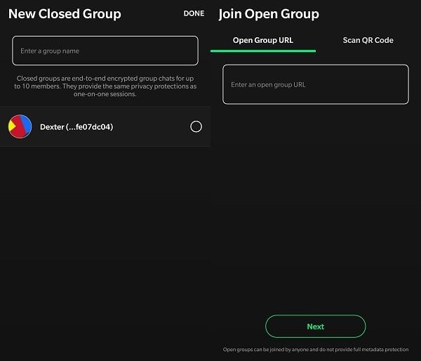 Open and Closed Group - Session App