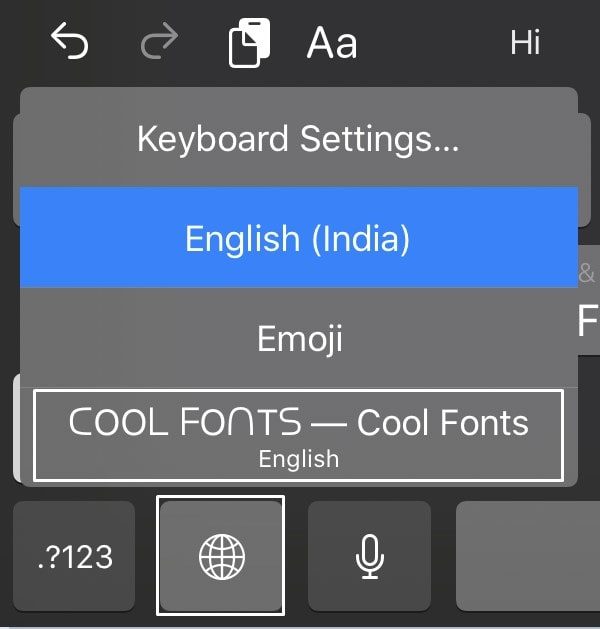 Select Cool Fonts Keyboard