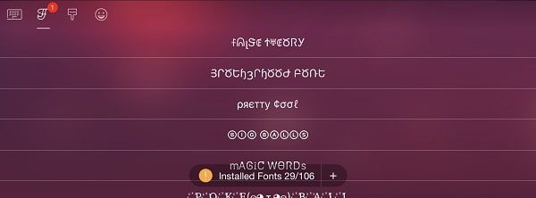 Tap on F Icon to select Custom Fonts iOS iPad OS