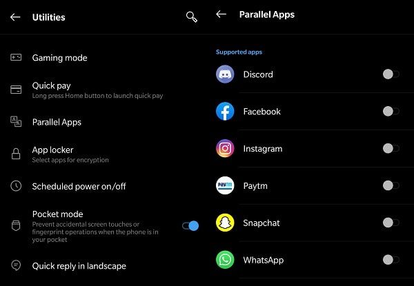 Parallel Apps - OnePlus