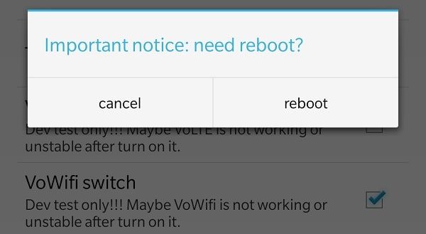 Reboot OnePlus Device to Enable VoWiFi