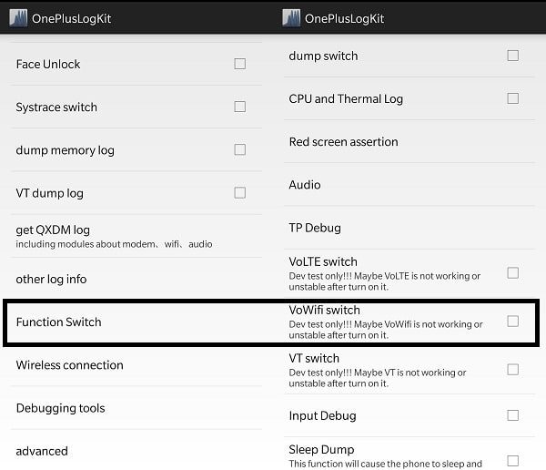 VoWiFi Switch - OnePlusLogKit