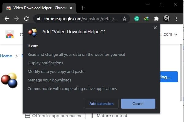 Add Extension - Video DownloadHelper