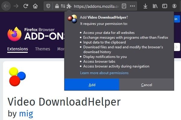 Add Video Download Helper - FireFox