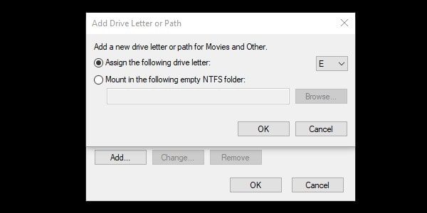 Assign a new letter to hidden drive