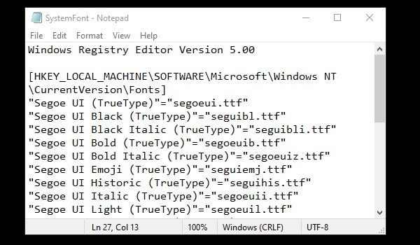 Create Default System Font File