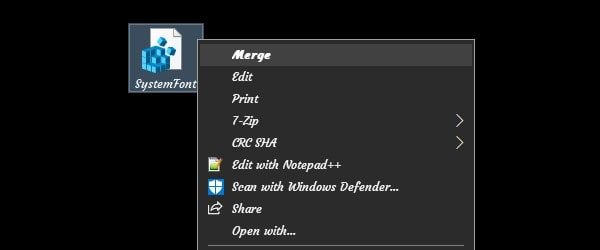 Merge System Font to Restore Default Font