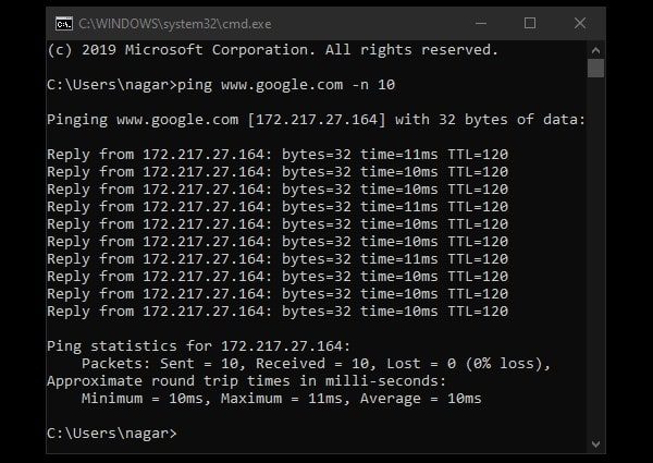 Packet Loss Check by Ping