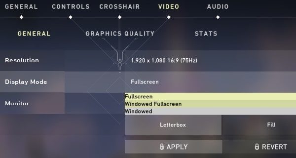 Valorant Display Mode - Windowed Fullscreen