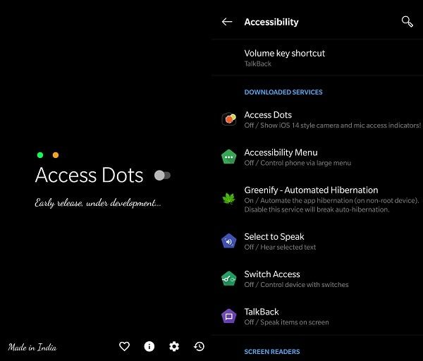 Access Dots iOS 14 camera and mic access indicators on Android