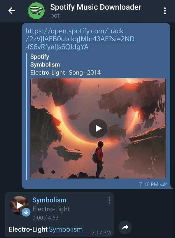 Download Song using Link - Spotify Telegram Downloader
