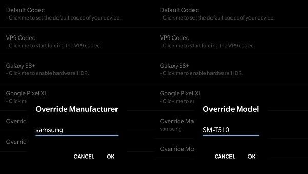 Override Manufacturer and Model