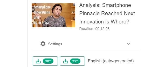 Download Subtitle in SRT and TXT File