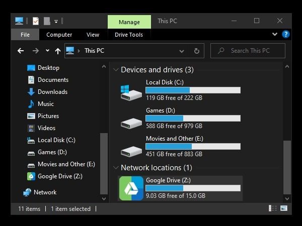 Google Drive Network Drive Created