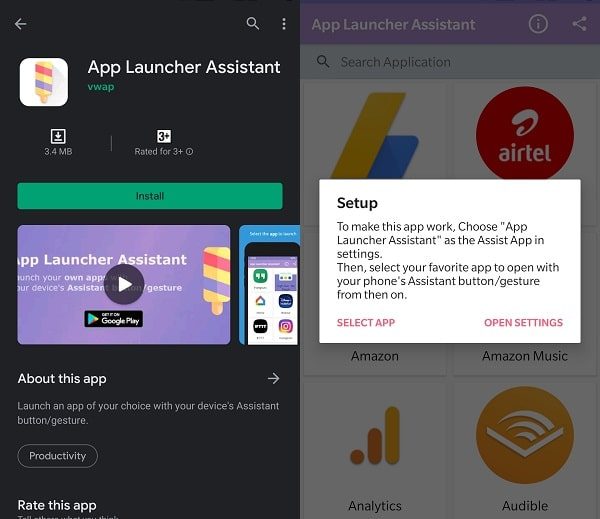 Setup App Launcher Assistant Open Settings