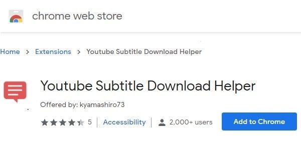 YouTube Subtitle Download Helper - Chrome Extension
