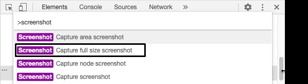 Chrome Developer Tools - Capture Full Size Screenshot