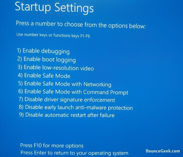 Disable driver signature enforcement