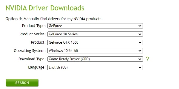 Enter NVIDIA Driver Information