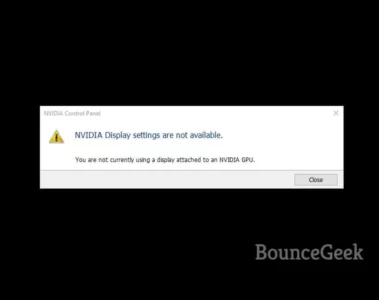 NVIDIA Display settings are not available