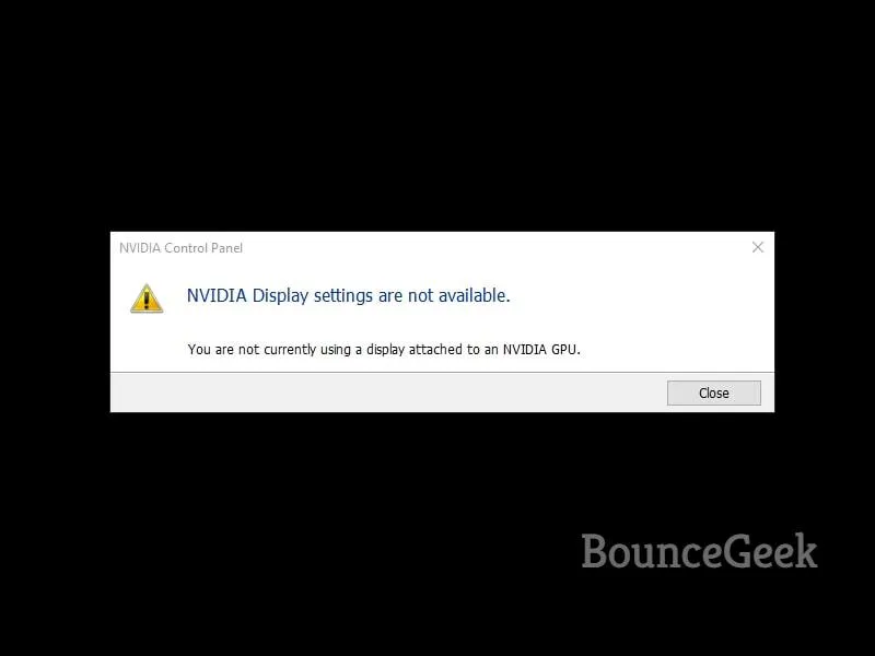 NVIDIA Display settings are not available