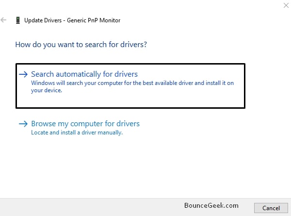 Search automatically for drivers