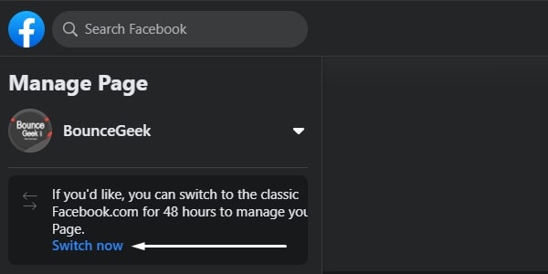 Switch Now to Classic Facebook from Pages and Groups