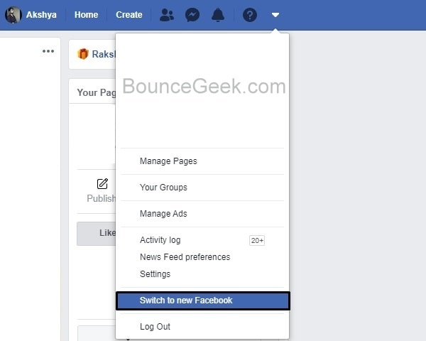 Switch to new Facebook