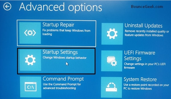 Windows Starup Settings