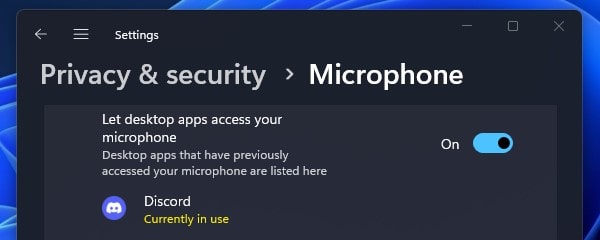 Allow Microphone Permission for Discord App