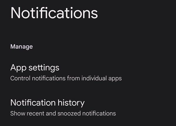 Android 13 Notification History