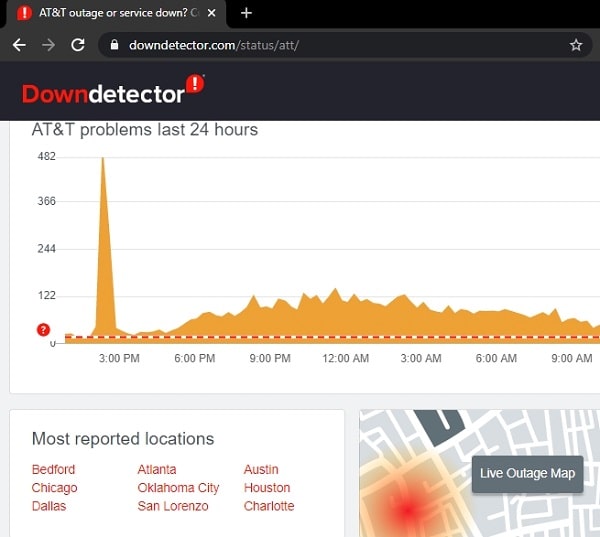 Downdetector - WiFi connected but no internet