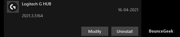 Uninstall Logitech G HUB
