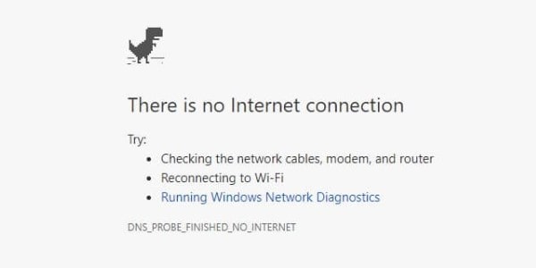 DNS probe finished no internet Chrome Error